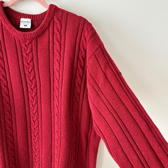 Columbia Red Cable Knit Crewneck Sweater - Picture 9 of 16